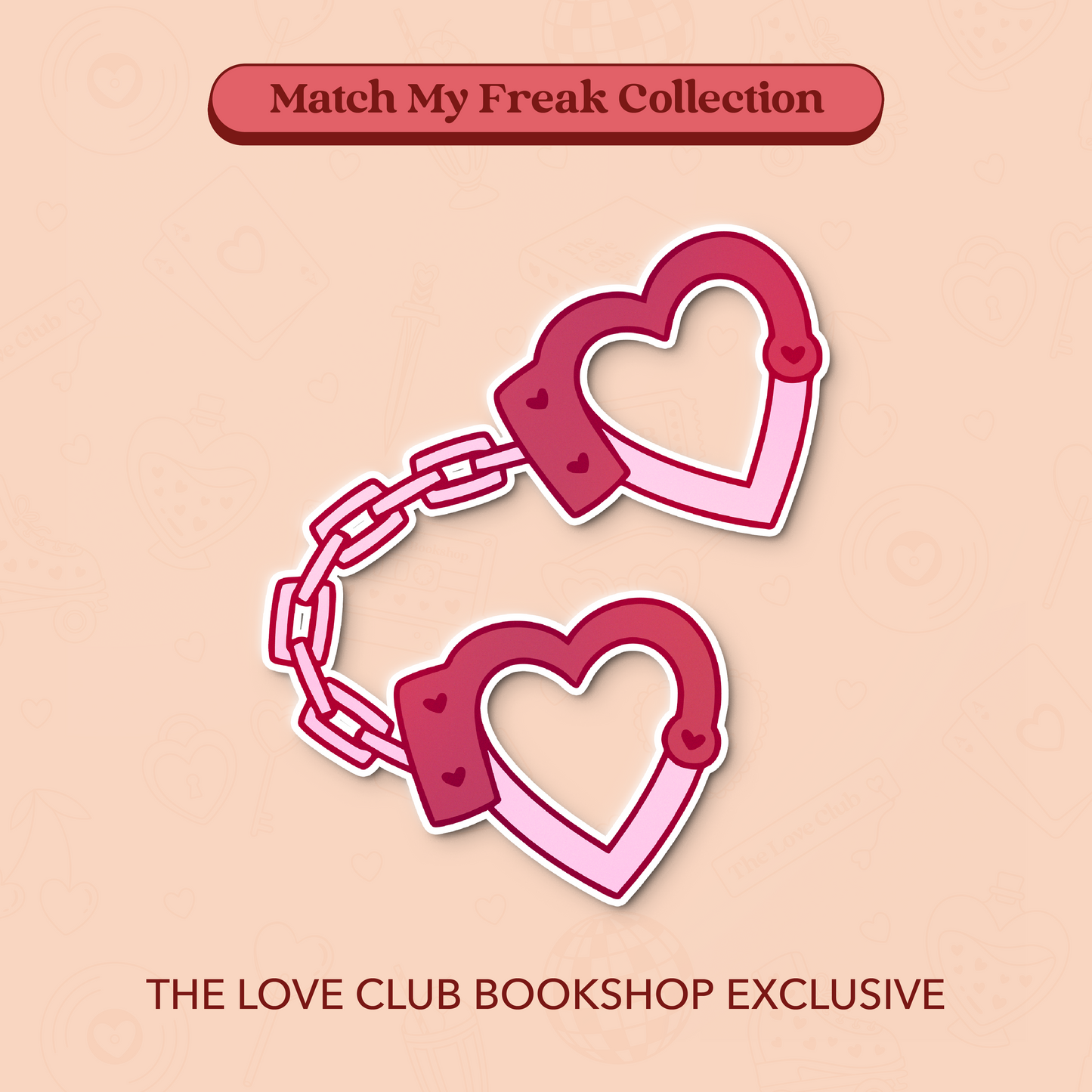 "Let's Play" Heart-Shaped Handcuffs Sticker